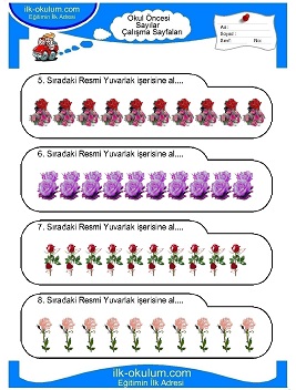 Çocuklar İçin Sayılar Çalışma Sayfaları 